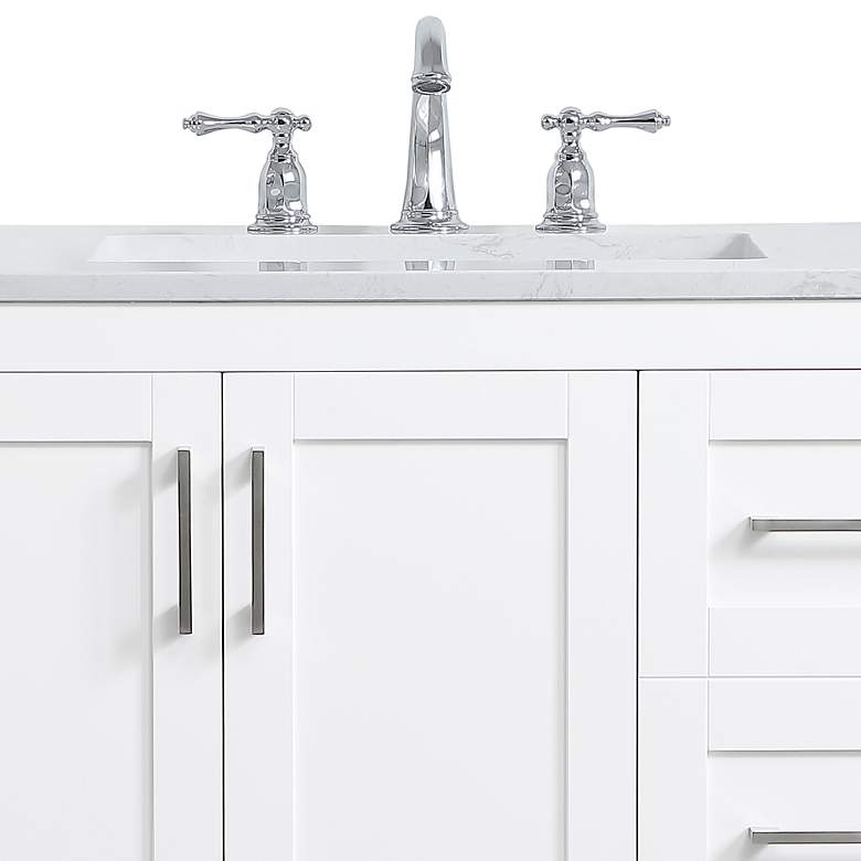 Image 4 36-Inch White Single Sink Bathroom Vanity With White Calacatta Quartz Top more views