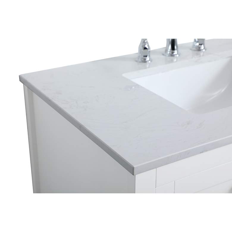 Image 6 36-Inch White Single Sink Bathroom Vanity With White Calacatta Quartz Top more views