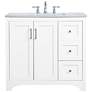 36-Inch White Single Sink Bathroom Vanity With White Calacatta Quartz Top