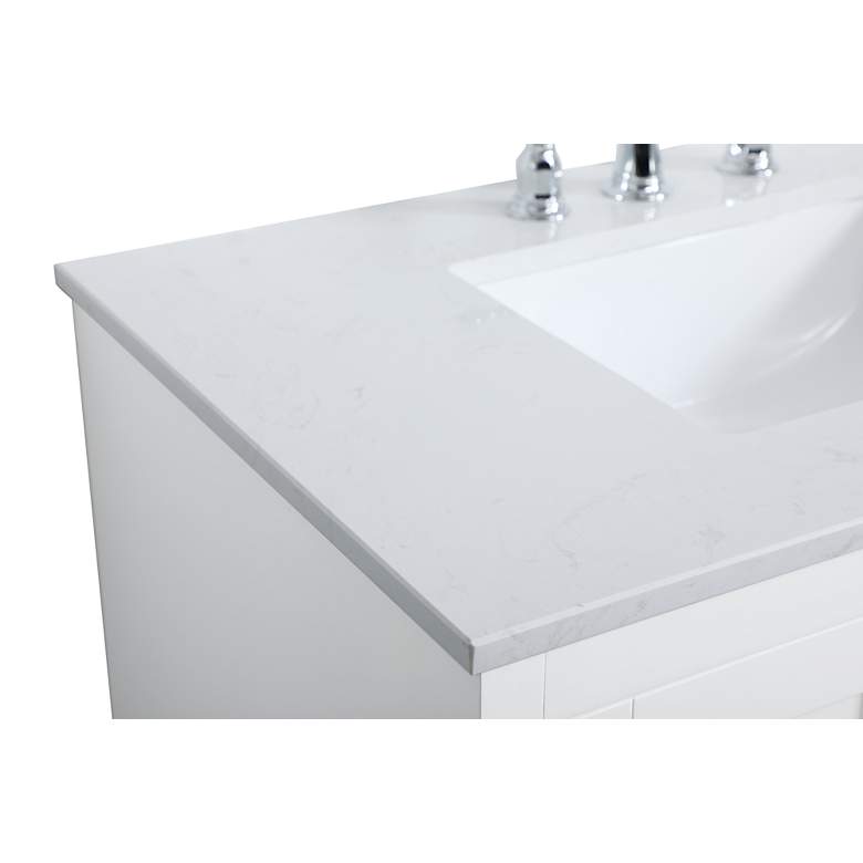 Image 6 36-Inch White Single Sink Bathroom Vanity With White Calacatta Quartz Top more views