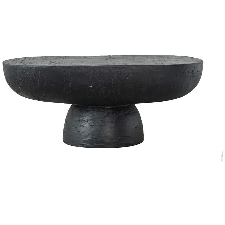 Image 1 36 inch Wide Black Cement Oval Coffee Table