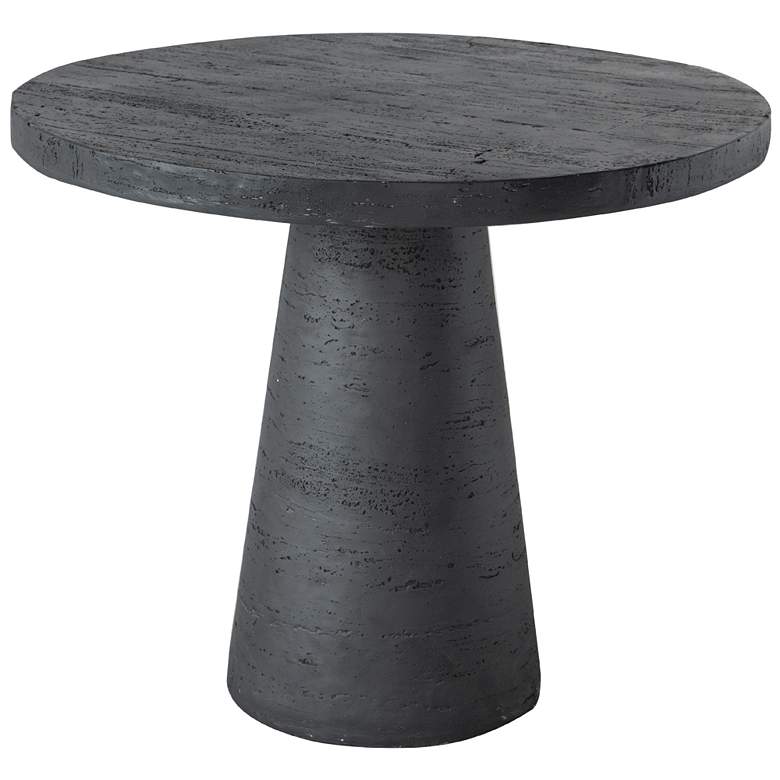 Image 1 36" Wide Black Cement Round Dining Table with Pedestal Base
