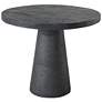 36" Wide Black Cement Round Dining Table with Pedestal Base