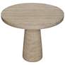 36" Wide Cream Cement Round Dining Table with Pedestal Base