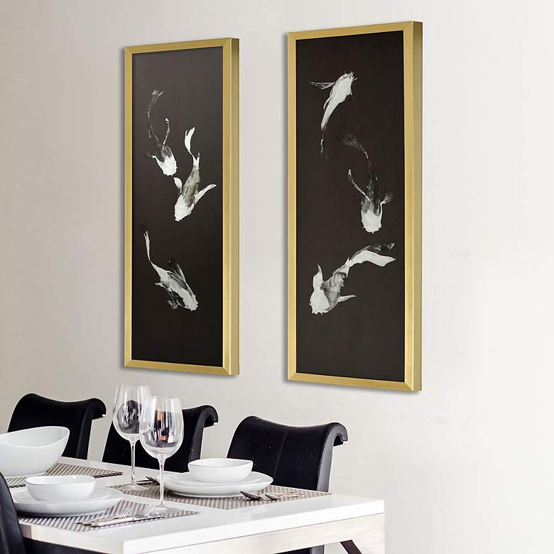 Image 6 36"H x 12"W Koi Fish Gold Framed Printed Wall Art - Set of 2 more views