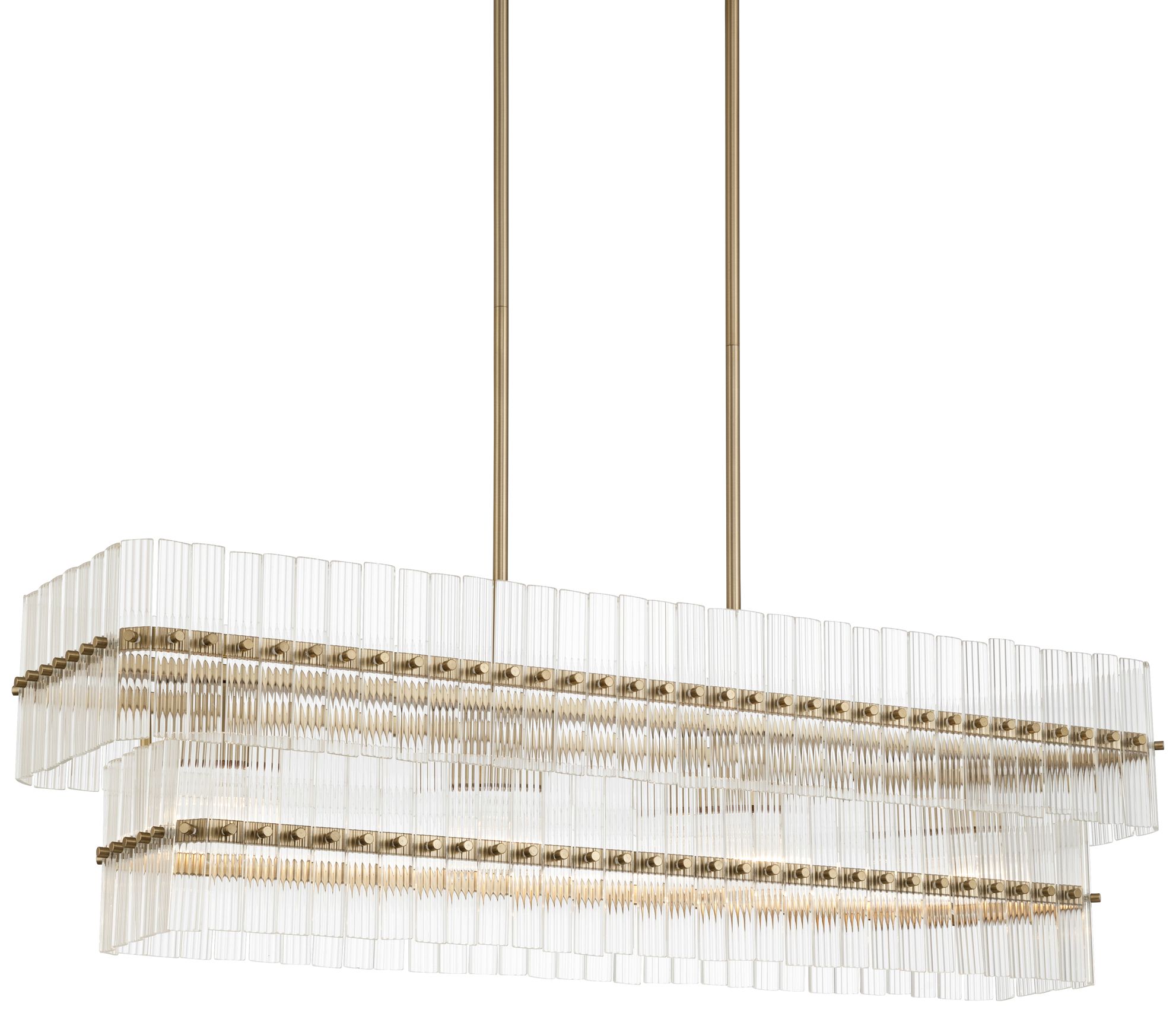 Image 3 36"W 4Lt Brass Glass Island