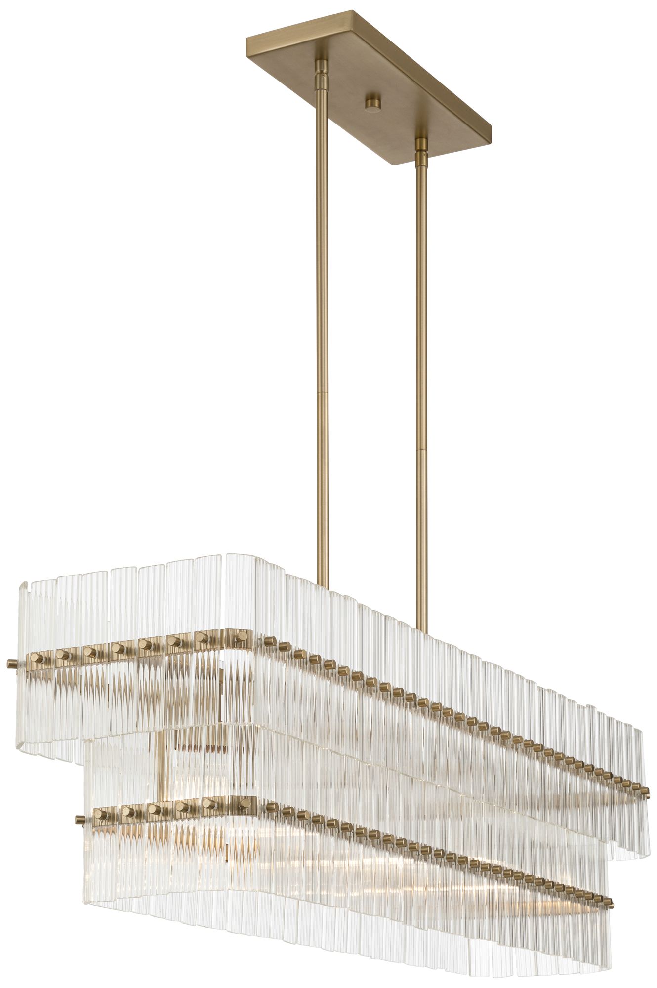 36"W 4Lt Brass Glass Island in scene