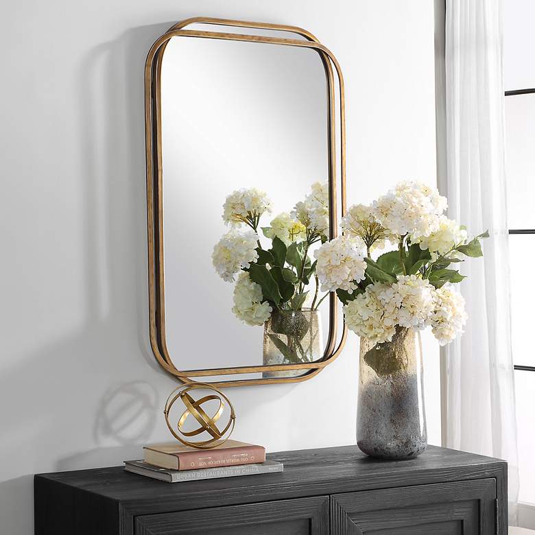 Image 3 36 x 24" Brushed Gold Metal Wall Mirror more views