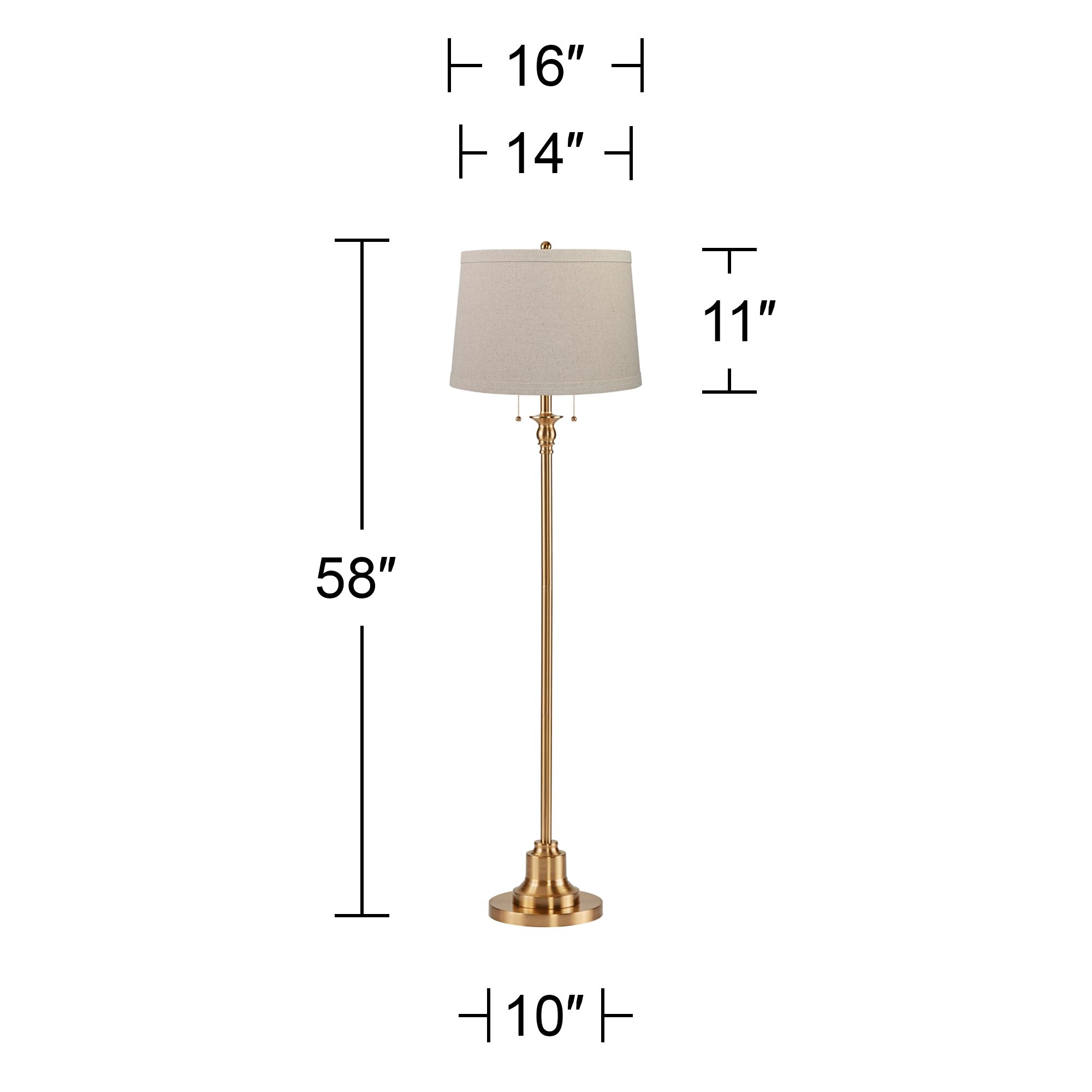 Image 5 360 :ighting Dyna 58" Antique Brass Taupe Burlap Shade Floor Lamp more views
