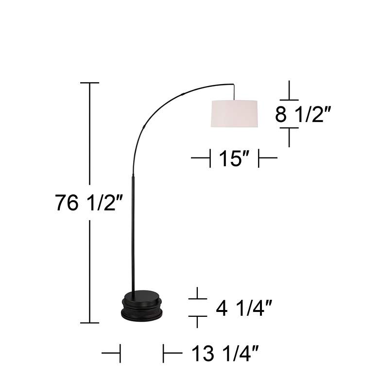 Image 6 360 Lighitng Cora 76 1/2" Modern Black Arc Floor Lamp with Black Riser more views