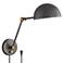 360 Lighitng Kenora Gunmetal and Brass Plug-In Swing Arm Wall Lamp