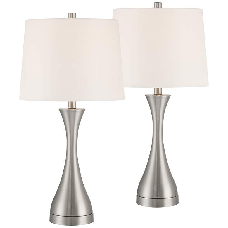 Image 2 360 Lighitng Koncave 24 1/2" Modern Nickel Table Lamps Set of 2
