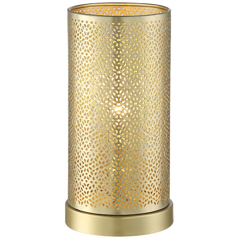 Image 1 360 Lighting 11 inch High Hamilton Gold Mesh Cylinder Accent Table Lamp