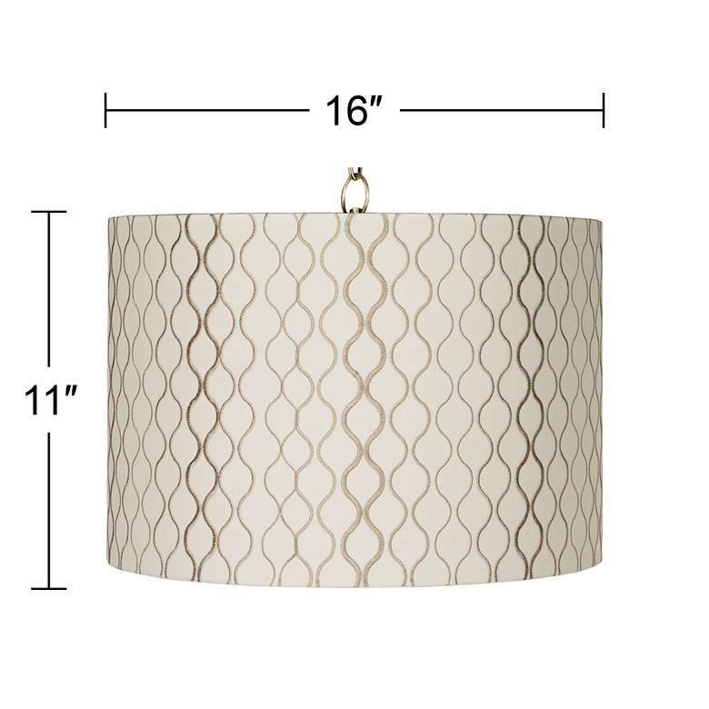 Image 4 360 Lighting 16" Wide Embroidered Hourglass Shade Brass Pendant Light more views