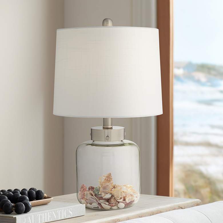 Image 1 360 Lighting 20 1/2" Fillable Glass Canister Accent Lamp with Shells