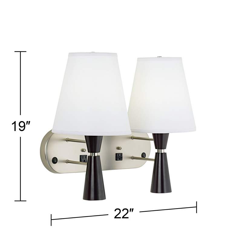 Image 4 360 Lighting 22" Wide Cherry Plug-In Headboard Wall Lamp with Outlets more views