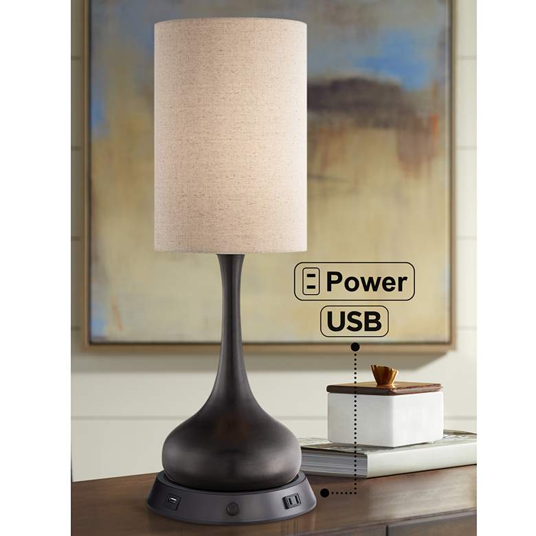Image 1 360 Lighting 24 1/2" Espresso Lamp with Dimmable USB Workstation