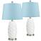 360 Lighting 24 1/2" Scalloped Ceramic White and Blue Lamps Set of 2