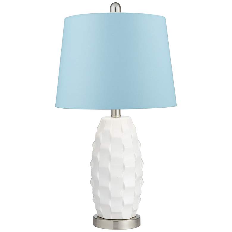 Image 5 360 Lighting 24 1/2" Scalloped Ceramic White and Blue Lamps Set of 2 more views