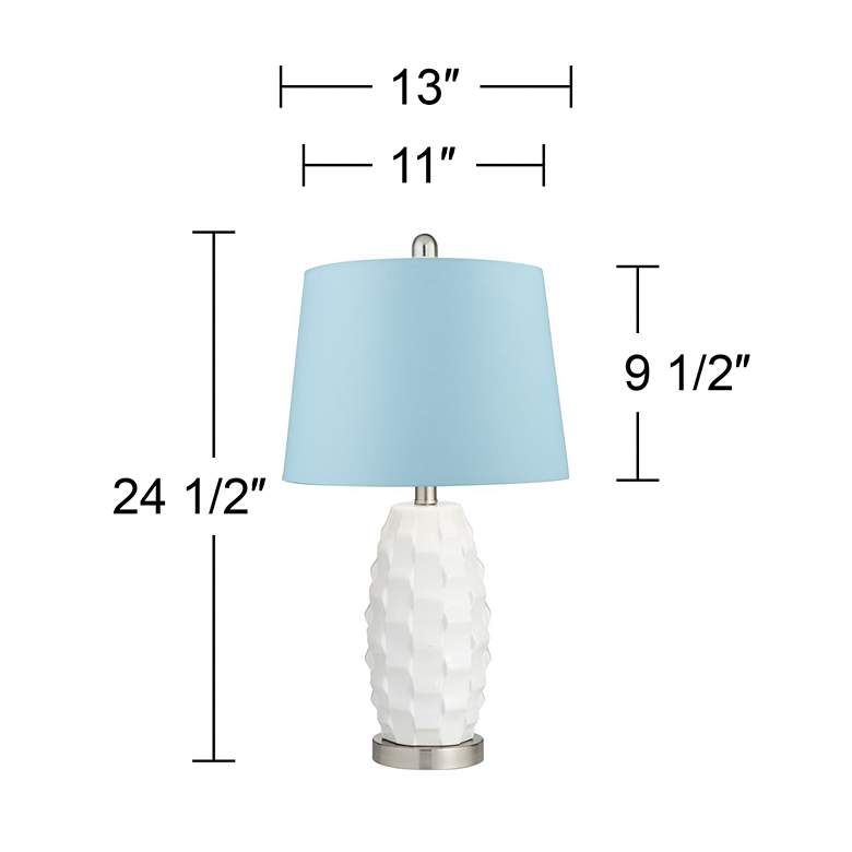 Image 6 360 Lighting 24 1/2" Scalloped Ceramic White and Blue Lamps Set of 2 more views