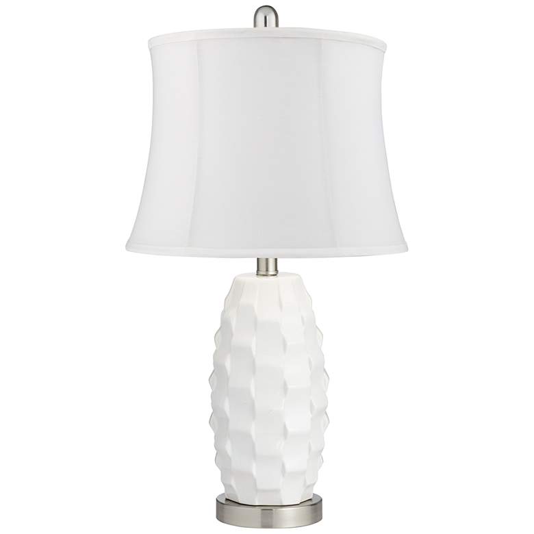 Image 5 360 Lighting 24 1/2" Scalloped Ceramic White LED Table Lamps Set of 2 more views