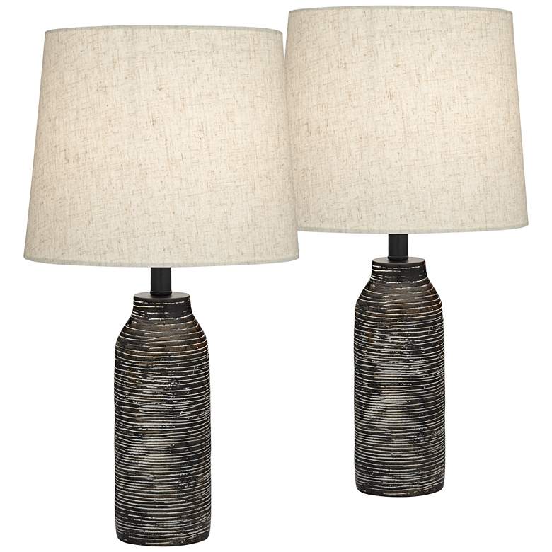 Image 2 360 Lighting 24 inch Modern Rustic Black Finish Table Lamps Set of 2