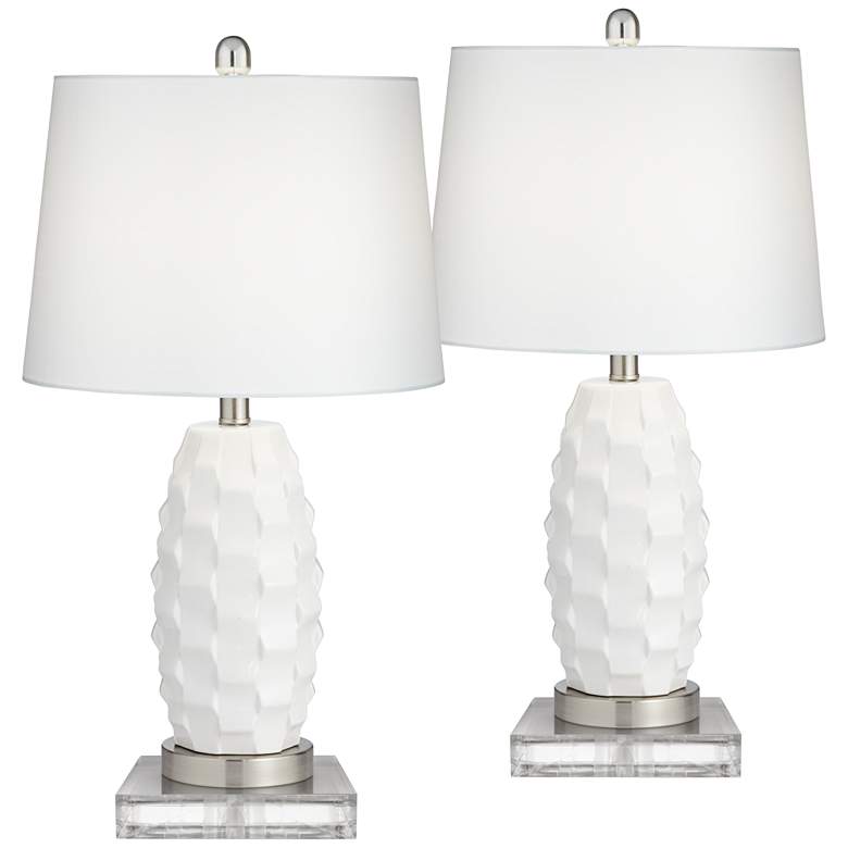 Image 1 360 Lighting 25 1/4" White Lamps Set of 2 with Square Riser and Dimmer