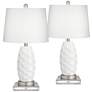 1_360 Lighting 25 1/4" White Lamps Set of 2 with Square Riser and Dimmer