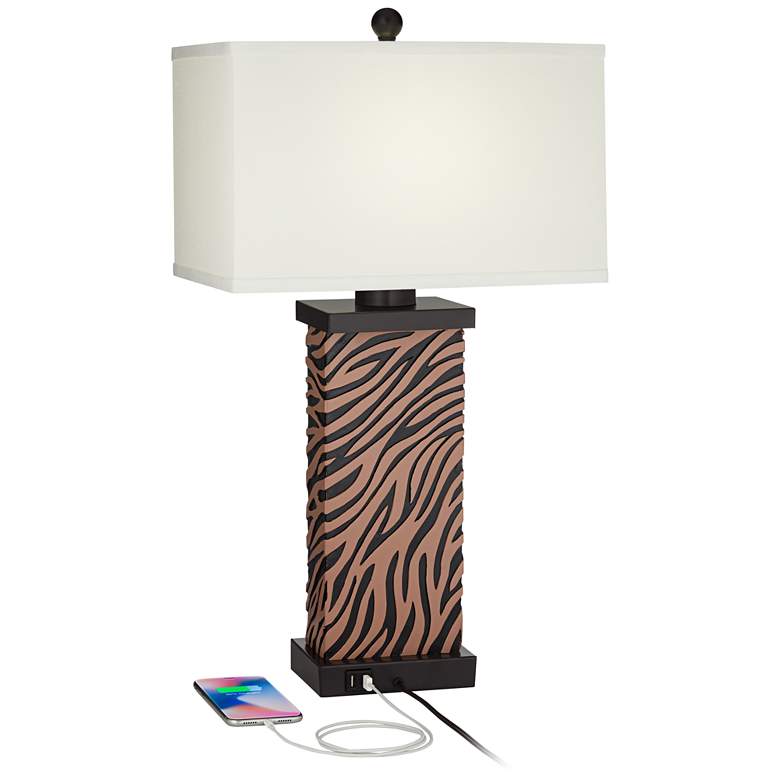 Image 3 360 Lighting 26 7/8 inch High Zebra Pattern USB Table Lamps Set of 2 more views