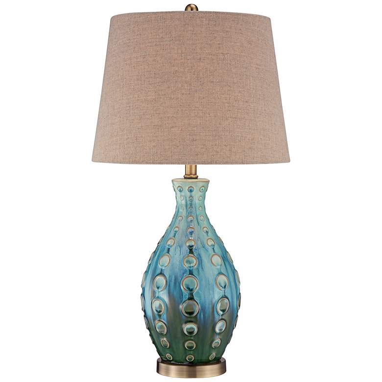 Image 3 360 Lighting 26 1/2" Peacock Blue Modern Ceramic Vase Table Lamp