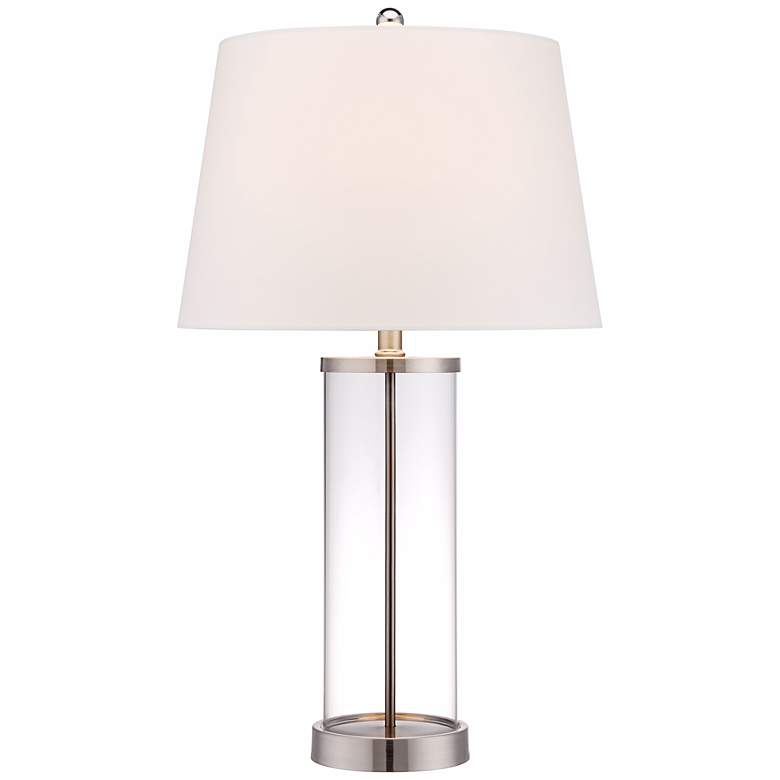 Image 3 360 Lighting 26 1/4" Nickel Clear Glass Cylinder Fillable Table Lamp