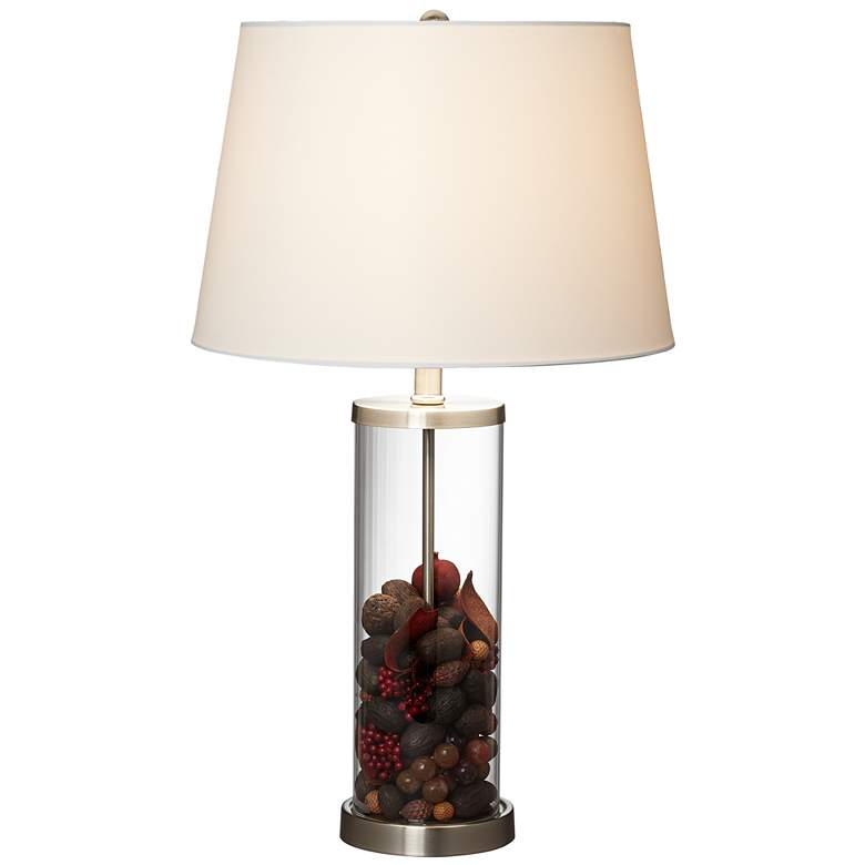 Image 7 360 Lighting 26 1/4" Nickel Clear Glass Cylinder Fillable Table Lamp more views