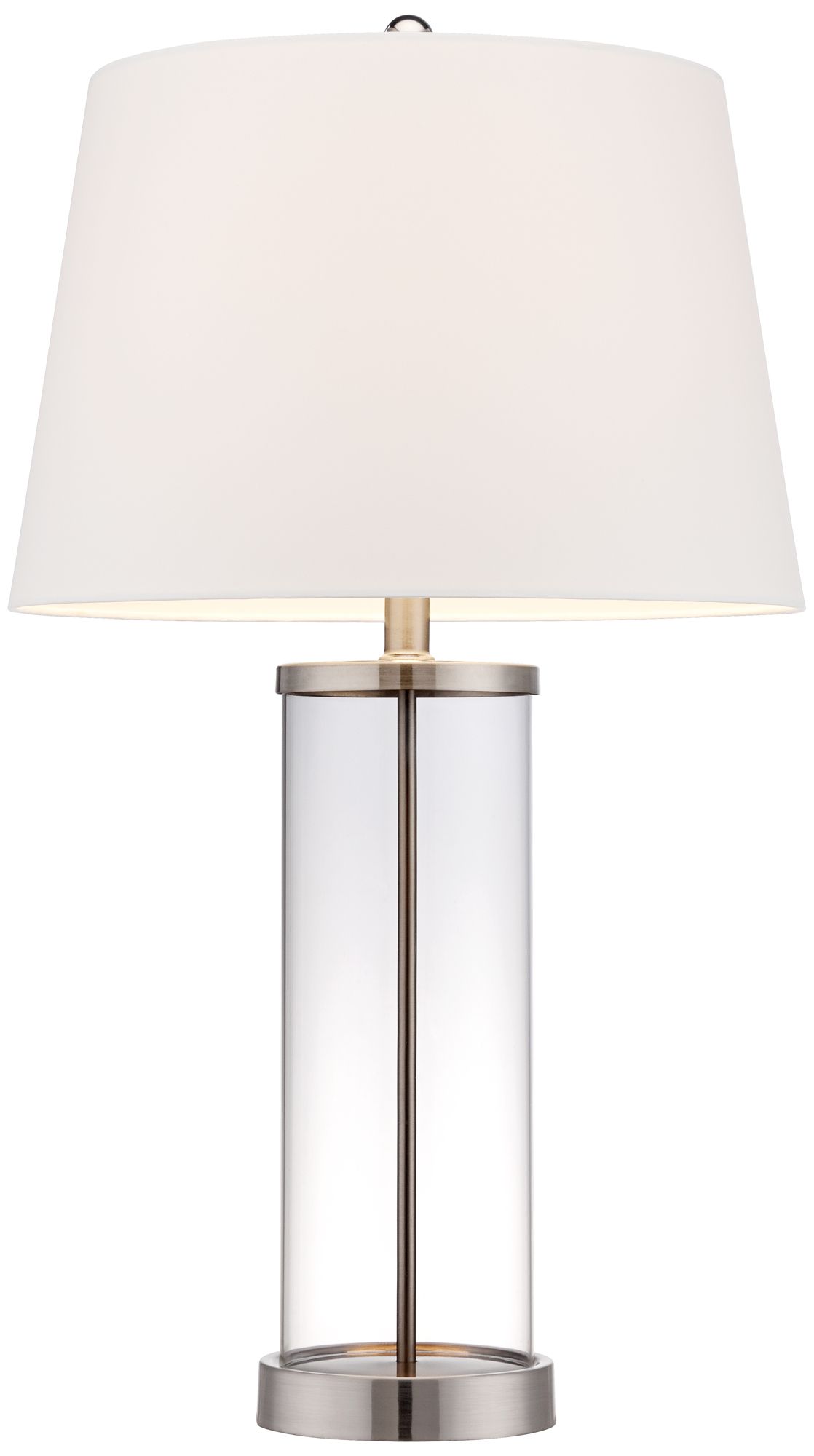 360 Lighting 26 1/4" Nickel Clear Glass Cylinder Fillable Table Lamp in scene