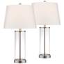 2_360 Lighting 26" Glass and Steel Cylinder Fillable Table Lamp Set of 2