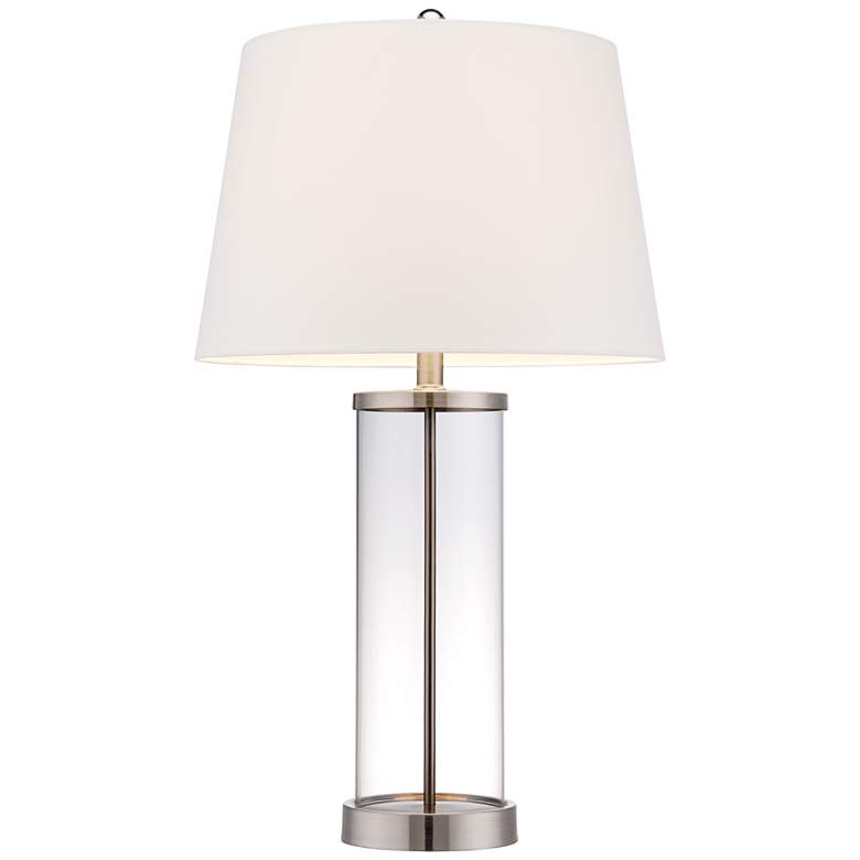Image 7 360 Lighting 26" Glass and Steel Cylinder Fillable Table Lamp Set of 2 more views