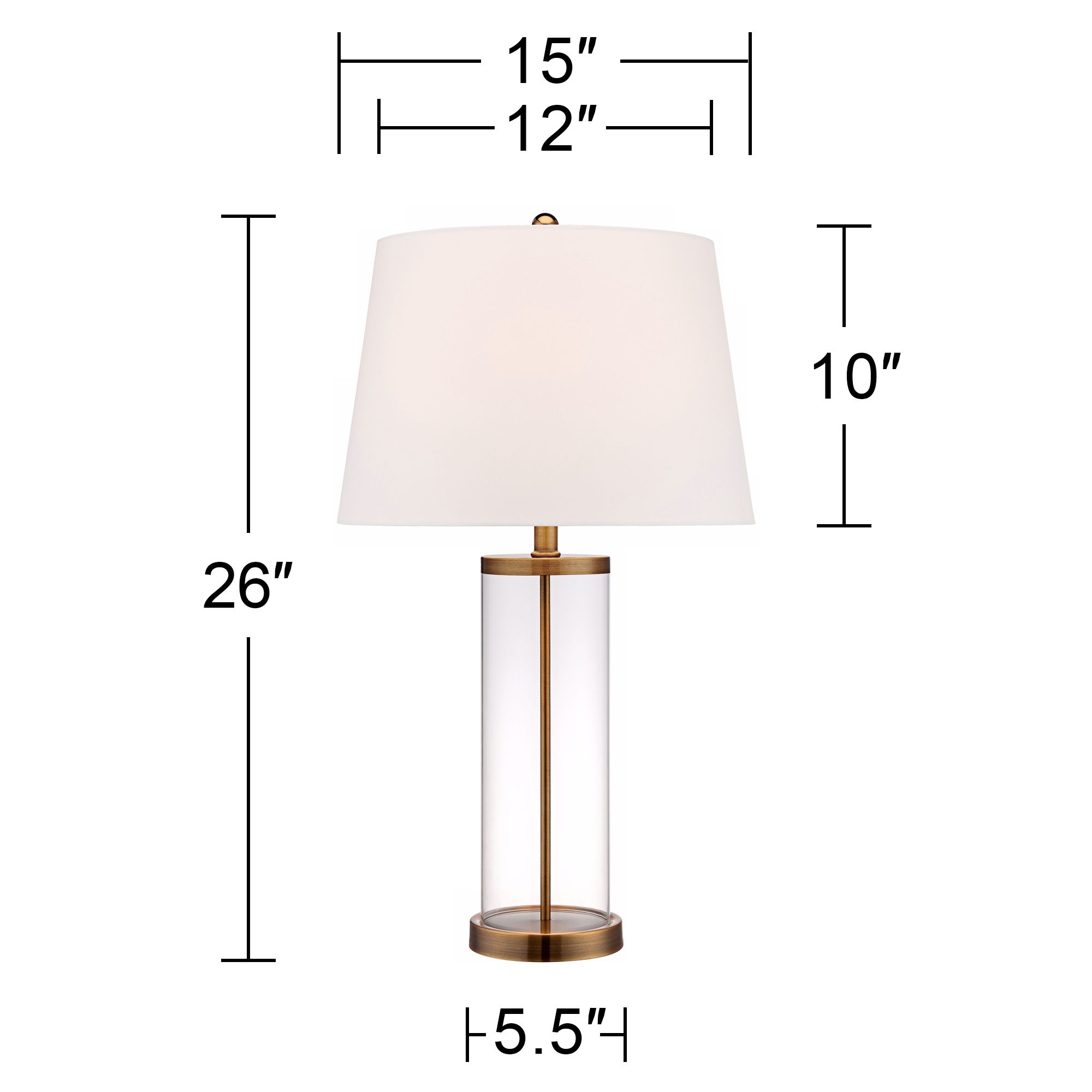 360 Lighting 26" Gold and Glass Cylinder Modern Fillable Table Lamp in scene