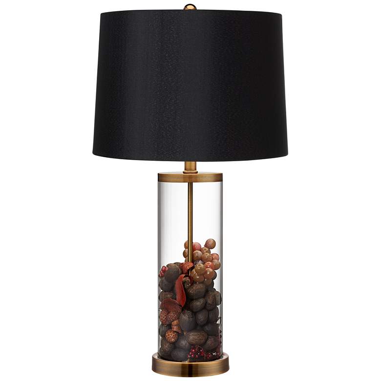 Image 5 360 Lighting 26" Gold and Glass Fillable Table Lamp with Black Shade more views