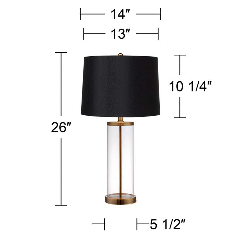 Image 6 360 Lighting 26" Gold and Glass Fillable Table Lamp with Black Shade more views