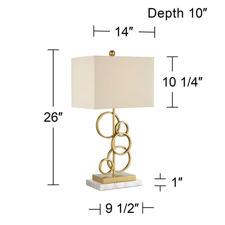 Image 7 360 Lighting 26 inch Gold Rings Table Lamp with White Marble Riser more views