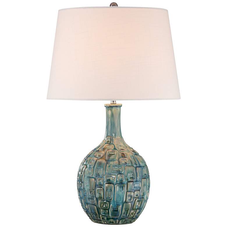 Image 3 360 Lighting 26" High Mid-Century Teal Ceramic Gourd Table Lamp