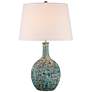 3_360 Lighting 26" High Mid-Century Teal Ceramic Gourd Table Lamp