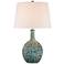 360 Lighting 26" High Mid-Century Teal Ceramic Gourd Table Lamp