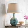 2_360 Lighting 26" High Mid-Century Teal Ceramic Gourd Table Lamp