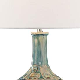 Image5 of 360 Lighting 26" High Mid-Century Teal Ceramic Gourd Table Lamp more views