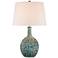 360 Lighting 26" Mid-Century Teal Ceramic Gourd Table Lamp