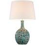360 Lighting 26" Mid-Century Teal Ceramic Gourd Table Lamps Set of 2