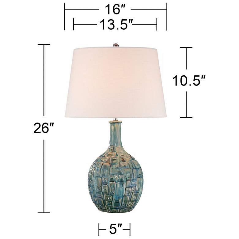 Image 7 360 Lighting 26" Mid-Century Teal Ceramic Gourd Table Lamps Set of 2 more views