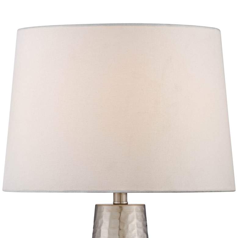 Image 3 360 Lighting 26" Silver Leaf Hammered Cylinder Lamps Set of 2 more views