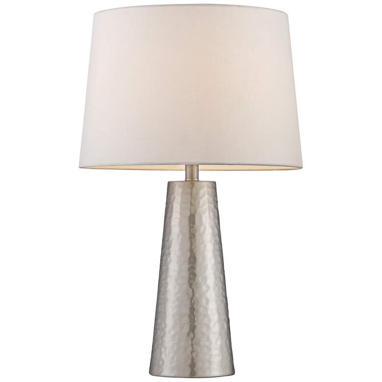 Image 6 360 Lighting 26" Silver Leaf Hammered Cylinder Lamps Set of 2 more views