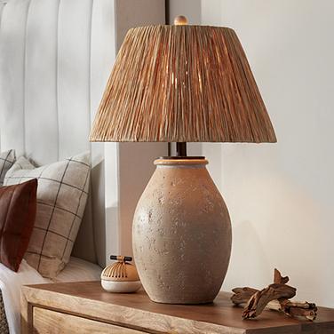 360 Lighting 27 1/2" High Raffia Shade Sand Finish Table Lamp